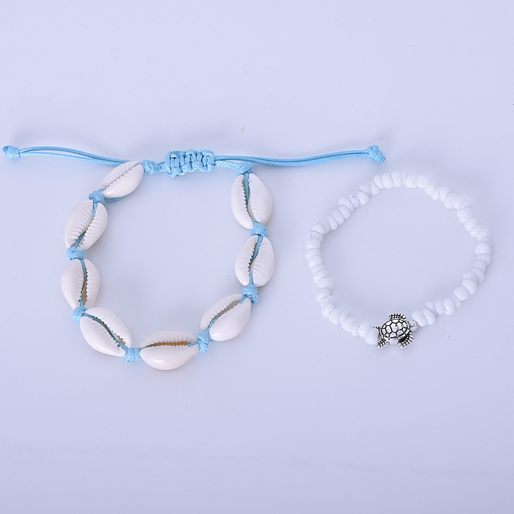 2019 Gelang Kaki Tali Makrame Adjustable Pendan Kerang Putih Gaya Boho Untuk Wanita