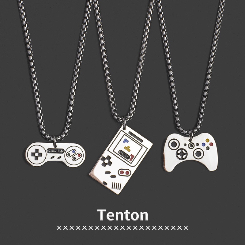 Kalung Liontin Konsol Game Hip-hop Sederhana, Permainan Trendi-Pengontrol Kalung Baja Titanium, Perhiasan Unisex