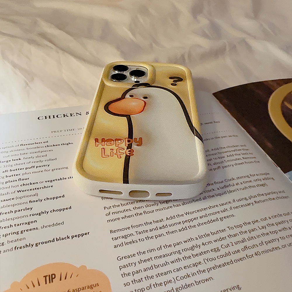 IPHONE Ins Pertanyaan Lucu Kuning Gelap Kartun Silikon Case Untuk Iphone14 11 12 13 PRO MAX Casing Cover Pelindung AT0117