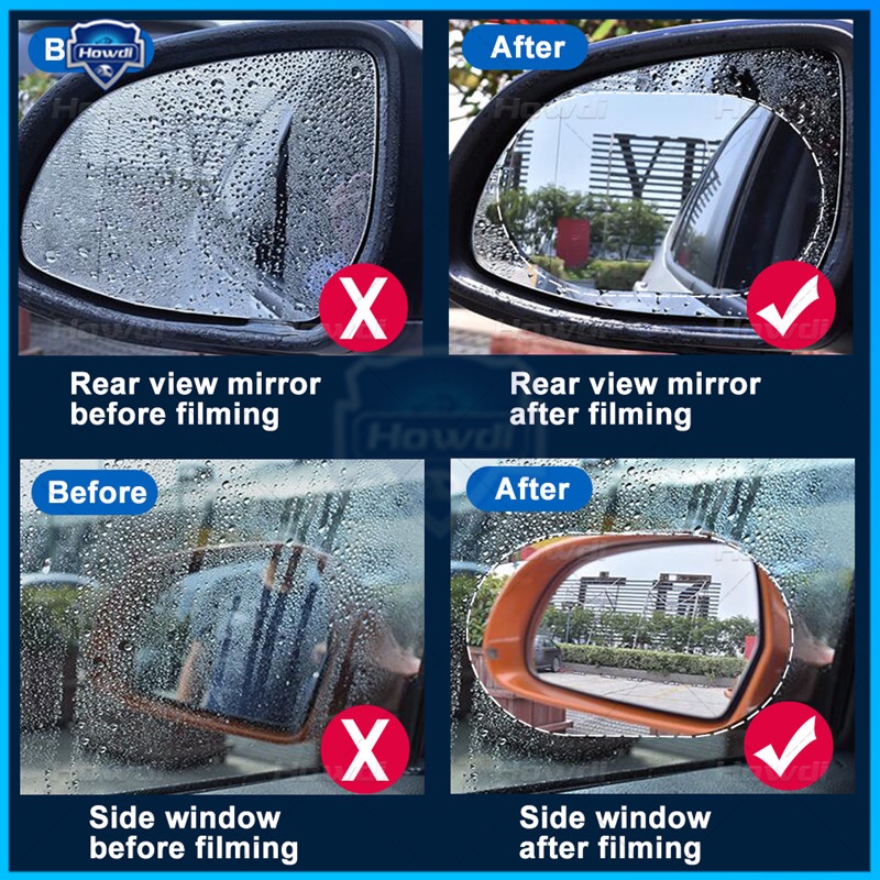 [Ready Stock]1pc Side window Rainproof Film Auto Side Window Anti-fog Waterproof Protective Film Car Rearview Mirror Protective Film