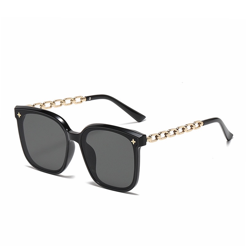 Kacamata Hitam Fashion Square Aesthetic Shades Untuk Wanita/Pria Metal Frame Sunglasses Eyewear