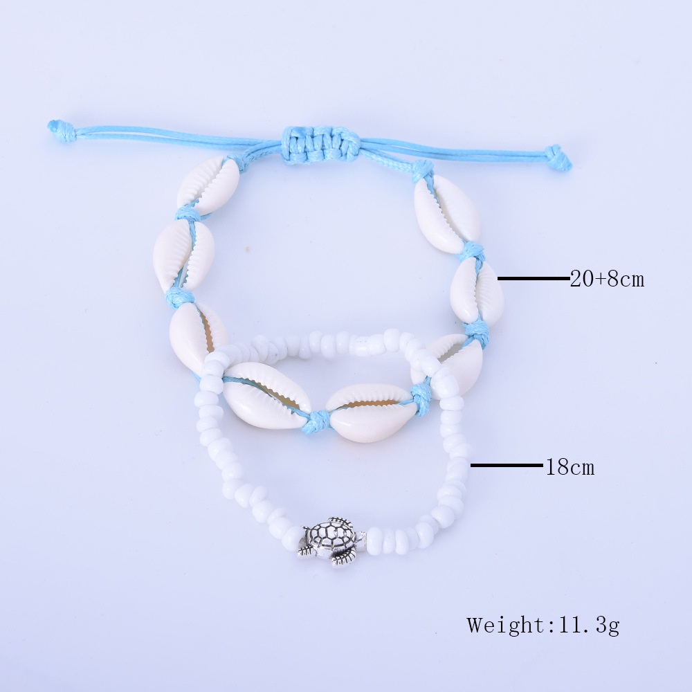 2019 Gelang Kaki Tali Makrame Adjustable Pendan Kerang Putih Gaya Boho Untuk Wanita