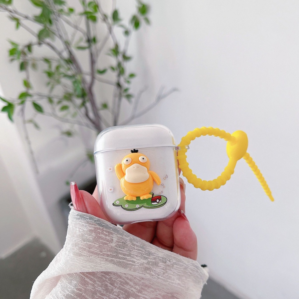 3d Kartun Bebek Transparan TPU Bluetooth Earphone TWS Soft Case Cover Untuk Airpods 1 2 3 PRO Airpods3