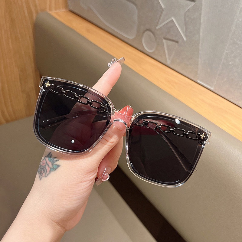 Kacamata Hitam Fashion Square Aesthetic Shades Untuk Wanita/Pria Metal Frame Sunglasses Eyewear