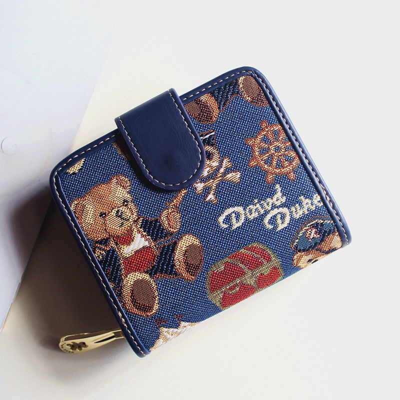 Sera Tiantian Winnie the Pooh Pendek Dompet Perempuan Edisi Korea Lucu Lipat Fashion Kecil Segar Dompet Koin Multifungsi Pemegang Kartu