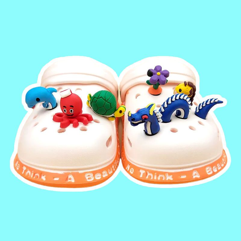 [3D Dinosaurus] Untuk Sepatu cocs jibbiz diy Shoe accessorie ins Shoe Decoration Sticker croc clog jbbitz Gesper Sepatu Untuk crocs Pesona pin