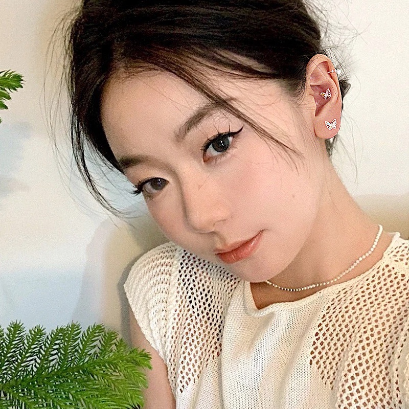 Anting Kupu-Kupu Warna-Warni Korea Sliver Stud Earing Untuk Aksesoris Perhiasan Fashion Wanita