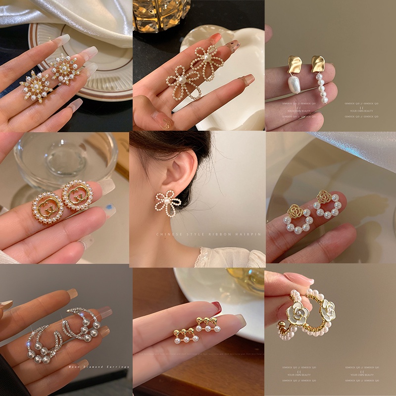 Anting Bunga Mutiara Gaya Korea Elegan