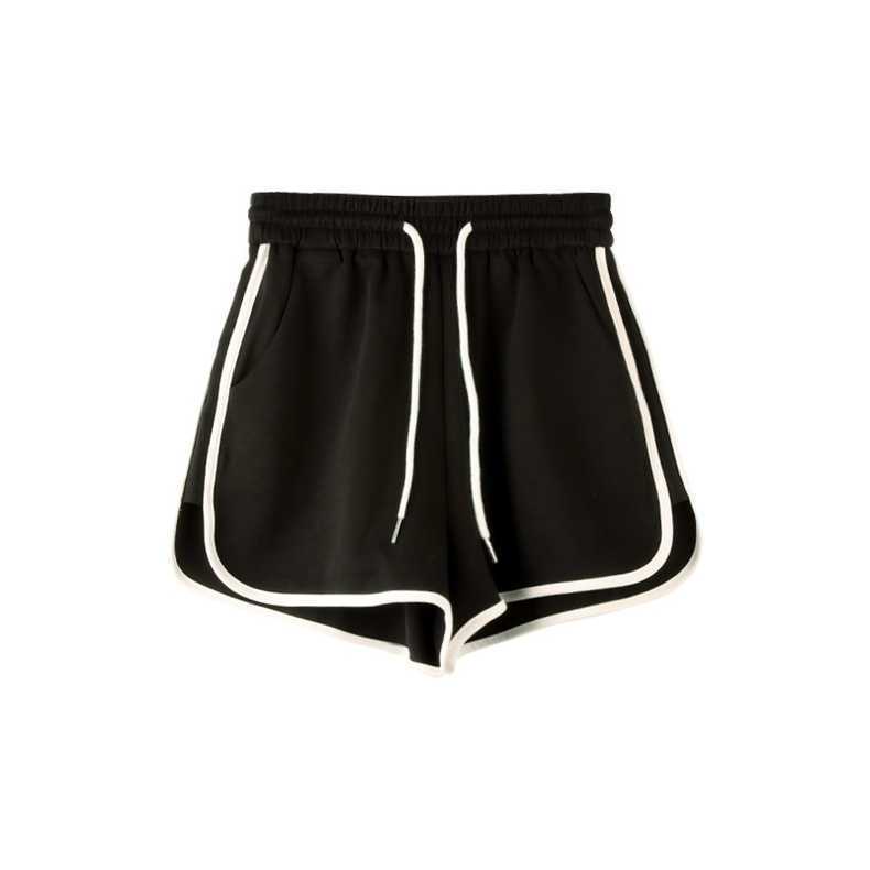 Red Abu-abu Celana Pendek Wanita Kasual Celana Hot Pants Musim Panas Elastis Pinggang Longgar Lebar Kaki Celana Olahraga Celana All-Match lima Celana Pasang