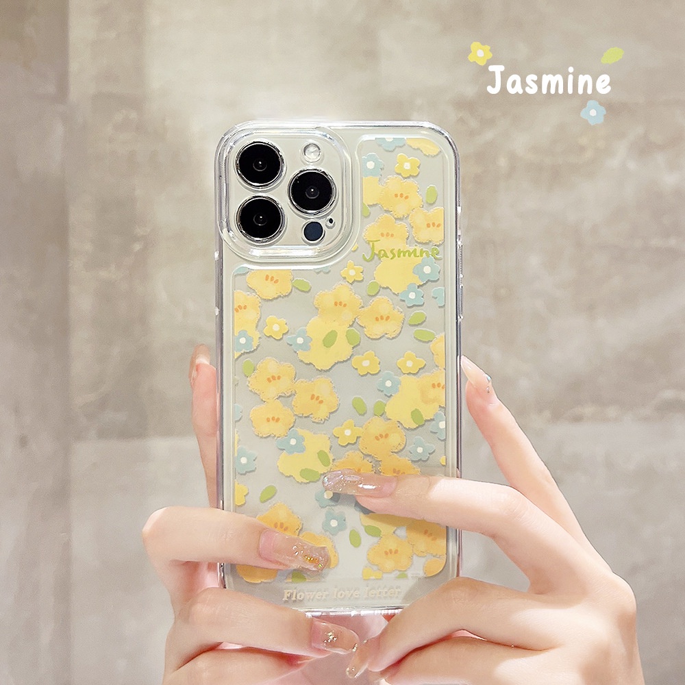 IPHONE Cover Case Peri Ponsel Transparan Bunga Melati Musim Panas Untuk Iphone7 8 PLUS X XR XS 11 12 13 14 MINI PRO MAX SE 2020