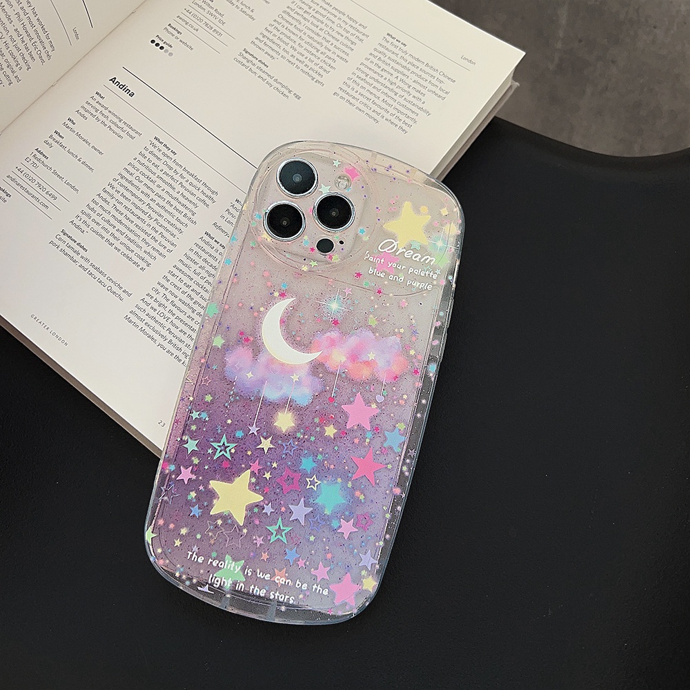 IPHONE Gadis Bermimpi Langit Berbintang Casing Ponsel Lembut Shockproof Pelindung Cover Untuk Iphone11 12 13 14 PLUS PRO MAX