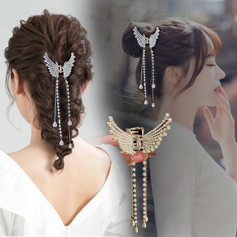 Jepang Japan Korea Selatan Gaya Baru Bunga Sayap Kupu-Kupu Mutiara Rumbai Temperamen Elegan Fashion Ponytail Gesper