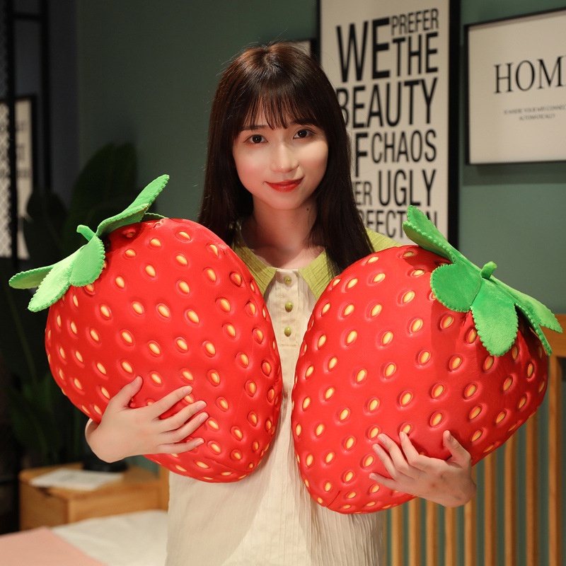 Bantal Buah Strawberry Mewah Pendek Untuk Dekorasi Kamar Anak Perempuan