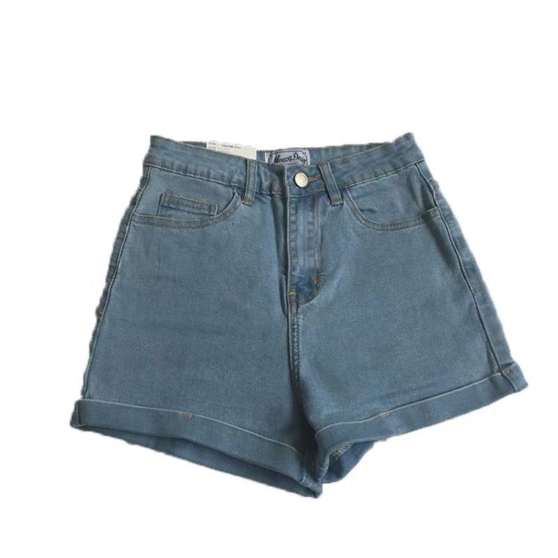 Red 2023 Musim Panas Jaring Merah Gaya Hyun Ya All-Match Curly Hot Pants Wanita Elastis Tinggi Pinggang Warna Cahaya Skinny Denim celana Pendek Wanita Musim Panas