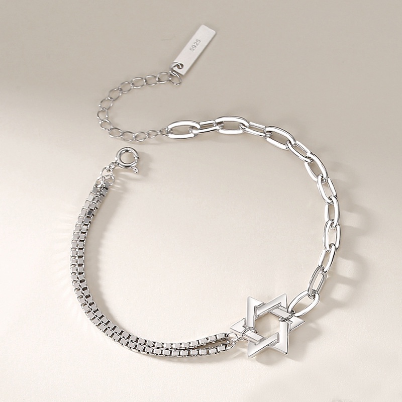 Gelang Pasangan Perempuan Sterling Silver ins Versi Korea Niche Desain Gelang Hadiah Hari Valentine Sederhana Gelang