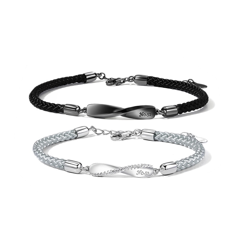 Jin Hongyu Mobius Cincin Pasangan Gelang Sterling Silver Pria Wanita Sepasang Niche Braided Bracelet Versi Korea Mengenang Hadiah