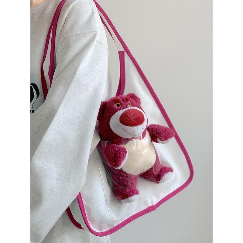 ℡♙Sera  Cute Strawberry Bear Tas Wanita 2023 Baru Fashion All-Match Kapasitas Besar Tas Bahu Mahasiswa Komuter Tote tas