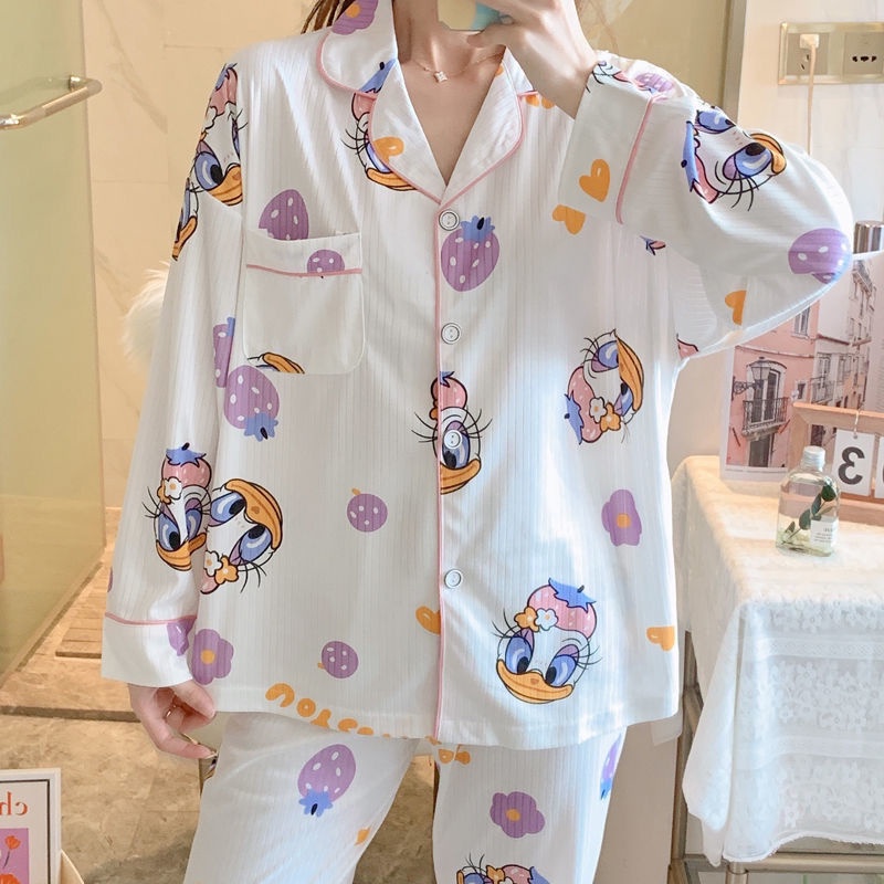 [Masker Mata Gratis] Ins Cotton Lengan Panjang Lucu Yugui Anjing Gadis Pakaian Rumah Jepang Set