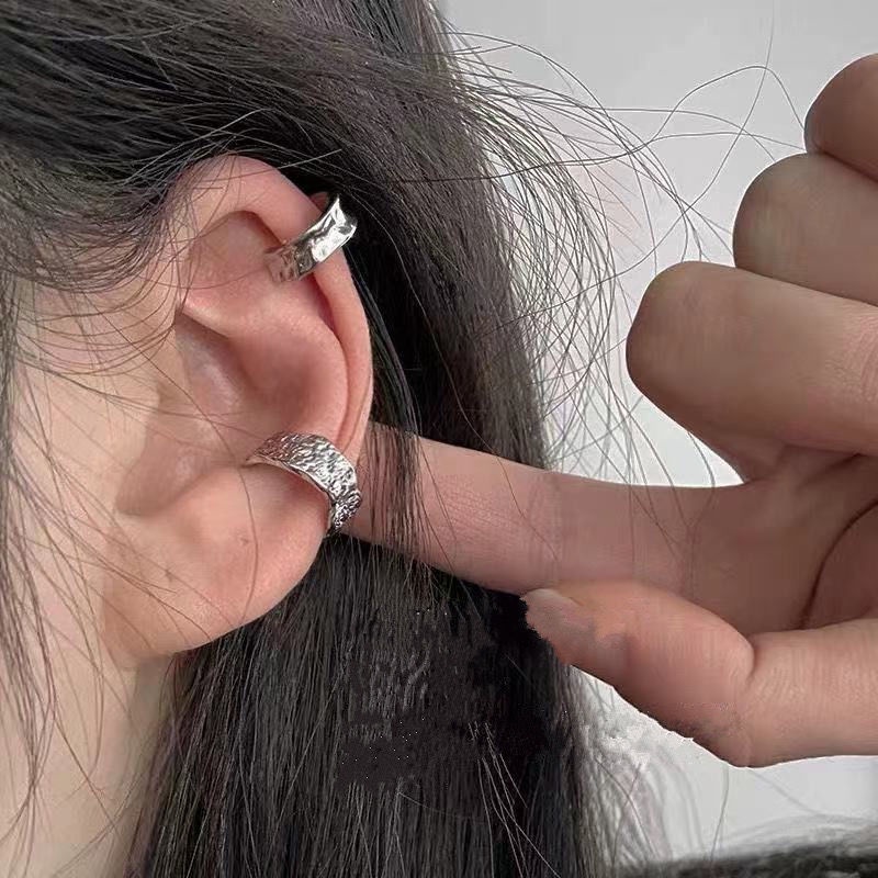 3 PCS/Y2K Manis Keren Perak Berbentuk C Klip Telinga Set Punk Tidak Teratur Tanpa Tindik Telinga Klip Gaya Baru Wanita Anting-Anting