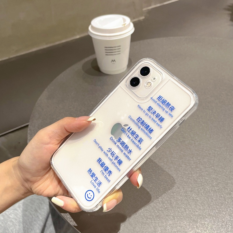 IPHONE Disiplin Diri Karakter Desain Sederhana Ponsel Transparan Lembut TPU Case Cover Untuk Iphone7 8 PLUS X XR XS 11 12 13 14 MINI PRO MAX SE 2020