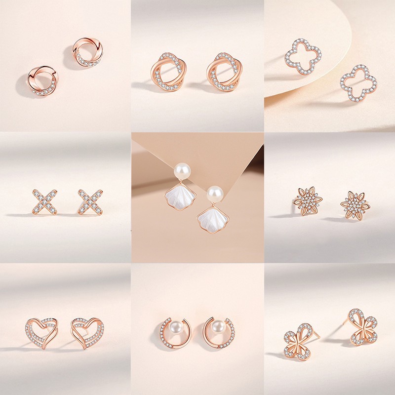 925 Sterling Silver Versi Korea French Chanel Style Earrings Retro ins Influencer Classy Earrings Musim Panas Sederhana Ringan Anting Mewah