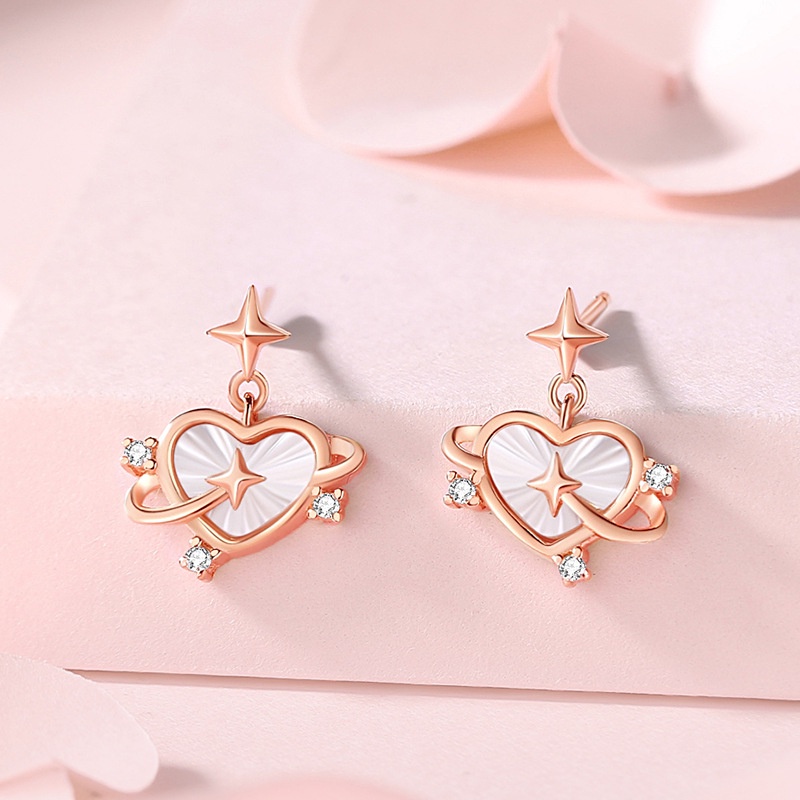 Cinta Kalung Perempuan All-Match Niche Desain Berbentuk Hati Fritillary ins Rose Gold Bintang Klavikula Rantai925 Sterling Silver