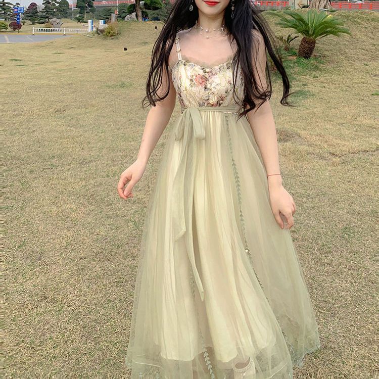 Red The Wizard of Oz Suit French Super Fairy Lace Printing Strap Suspender Dress Pinggang Tinggi Jamur Tabir Surya Kardigan Wanita