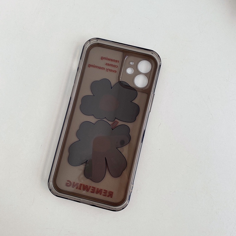 IPHONE Bunga Besar Transparan Hitam Hijau Musim Panas Lembut TPU Phone Case Glossy Cover Untuk Iphone7 8 PLUS X XR XS 11 12 13 14 MINI PRO MAX SE 2020