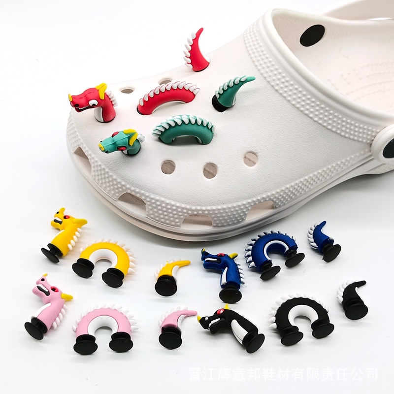 [3D Dinosaurus] Untuk Sepatu cocs jibbiz diy Shoe accessorie ins Shoe Decoration Sticker croc clog jbbitz Gesper Sepatu Untuk crocs Pesona pin