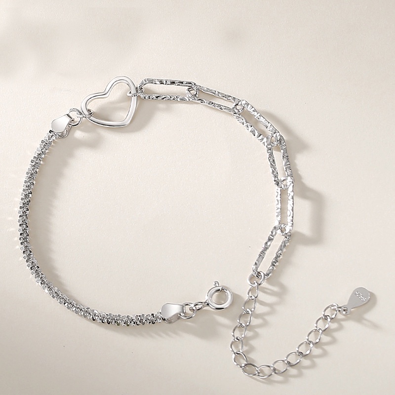 Gelang Pasangan Perempuan Sterling Silver ins Versi Korea Niche Desain Gelang Hadiah Hari Valentine Sederhana Gelang