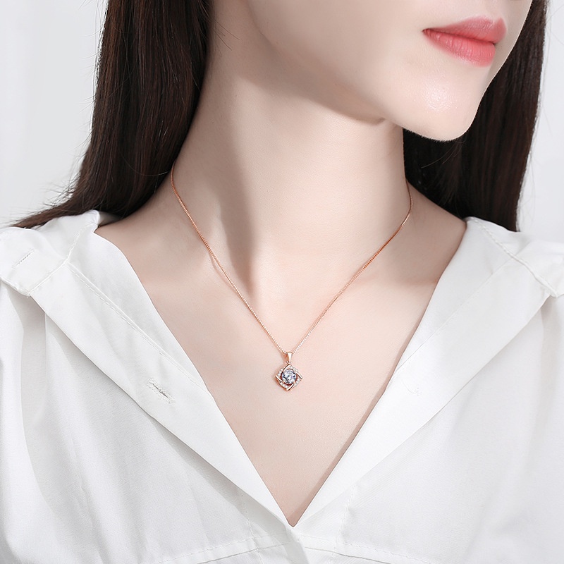 Baru Kreatif Kincir Angin Moissanite Liontin Perempuan Temperamen Klavikula Rantai Sterling Silver Versi Korea Fashion Rose Gold Kalung