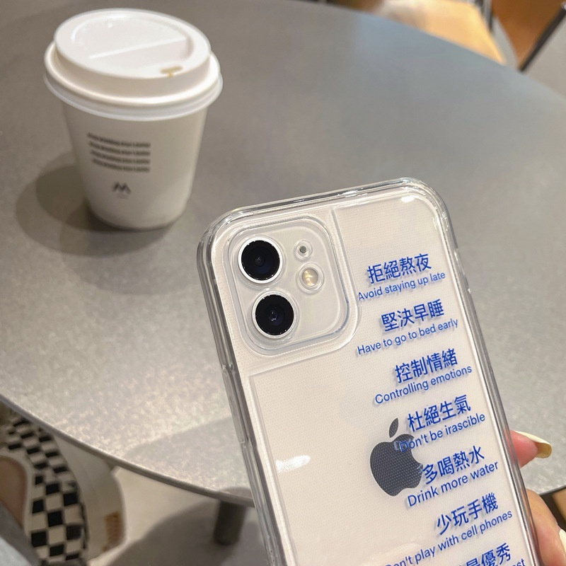 IPHONE Disiplin Diri Karakter Desain Sederhana Ponsel Transparan Lembut TPU Case Cover Untuk Iphone7 8 PLUS X XR XS 11 12 13 14 MINI PRO MAX SE 2020