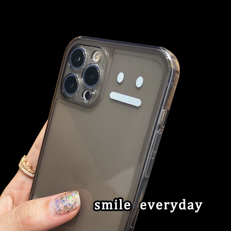 IPHONE Cover Casing TPU Ponsel Desain Simple Emoji Transparan Hitam Lembut Untuk Iphone7 8 PLUS X XR XS 11 12 13 14 MINI PRO MAX SE 2020