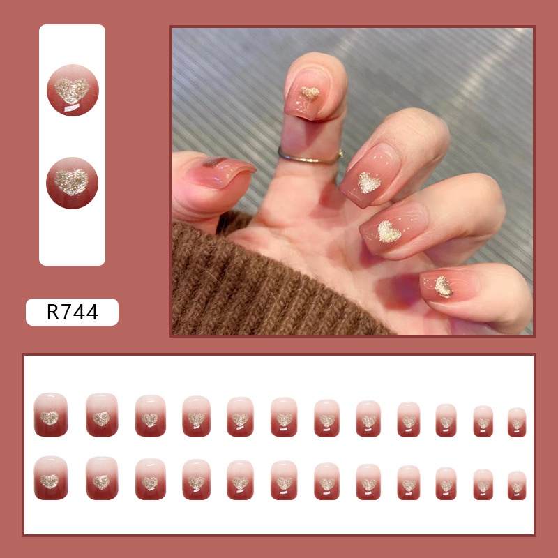 R741-r760 Full Cover Kuku Palsu Nail Art Tips Kuku Palsu Isi 24pcs/box