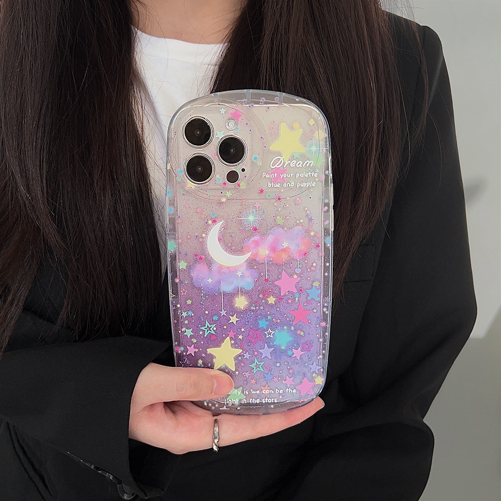IPHONE Gadis Bermimpi Langit Berbintang Casing Ponsel Lembut Shockproof Pelindung Cover Untuk Iphone11 12 13 14 PLUS PRO MAX