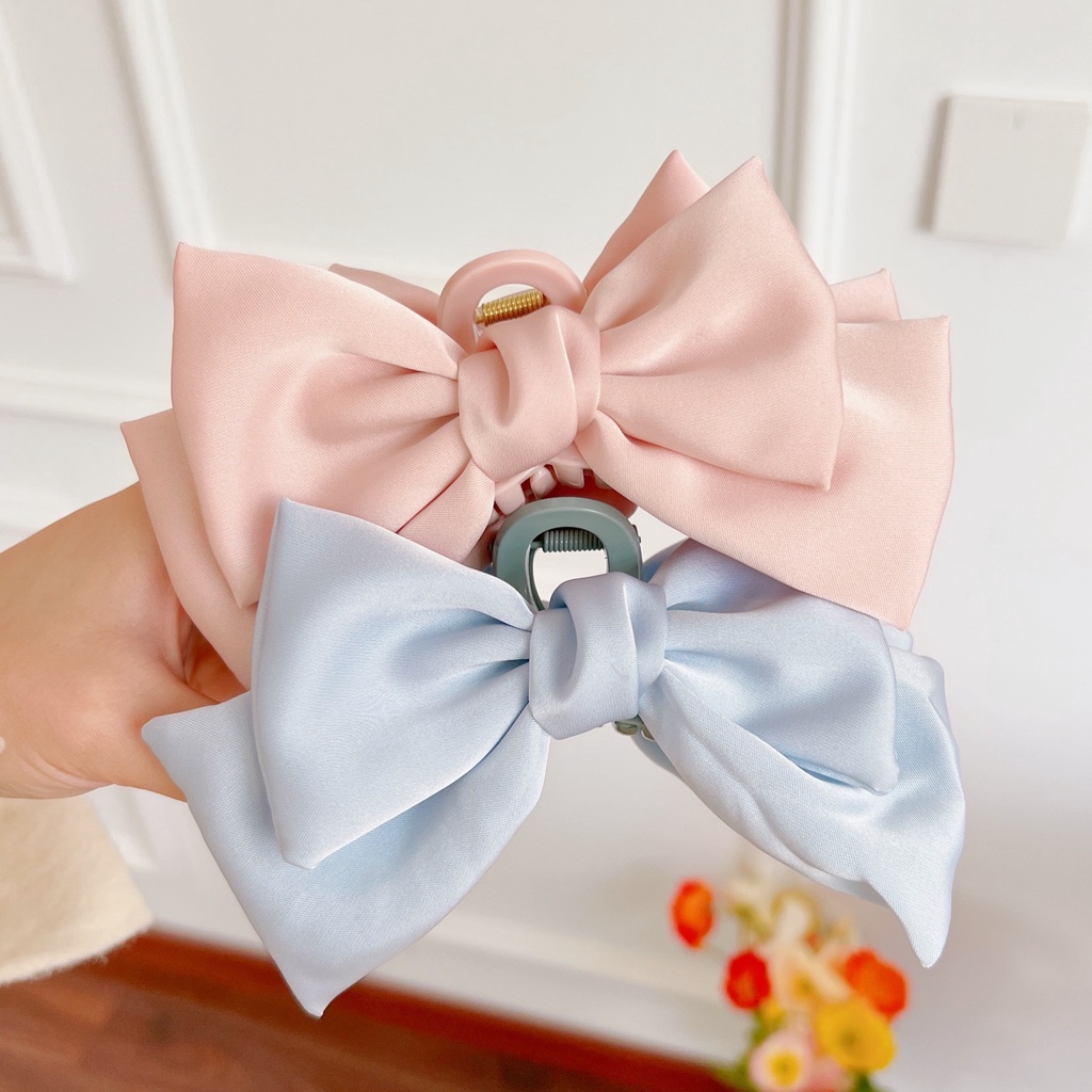 JEDAI RAMBUT GIRLY PITA DUA SISI WARNA PASTEL JEPIT JEPITAN KOREA BESAR BOW RIBBON HAIRCLIP HAIR CLAW CLIP