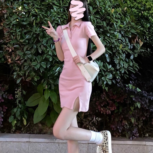 Red Musim panas baru tas hip suit polo gaun ramping ketat musim panas hot gadis rok pendek wanita keinginan murni pria kecil