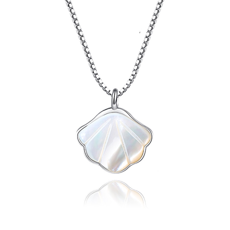 Yibeizi Kalung Perempuan S925 Sterling Silver Versi Korea ins All-Match Niche Klavikula Rantai Putih Fritillary Liontin Shell Perhiasan