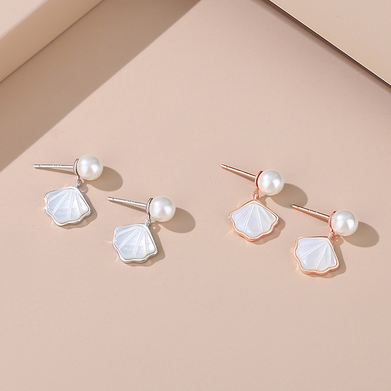 Anting Kerang Perempuan925 Sterling Perak Rok Kecil Anting Fritillary Anting Chanel Prancis