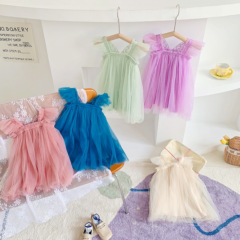 Bellini - DSK01 NEW Dress sayap  kupu-kupu / dress tanpa lengan anak perempuan banyak warna