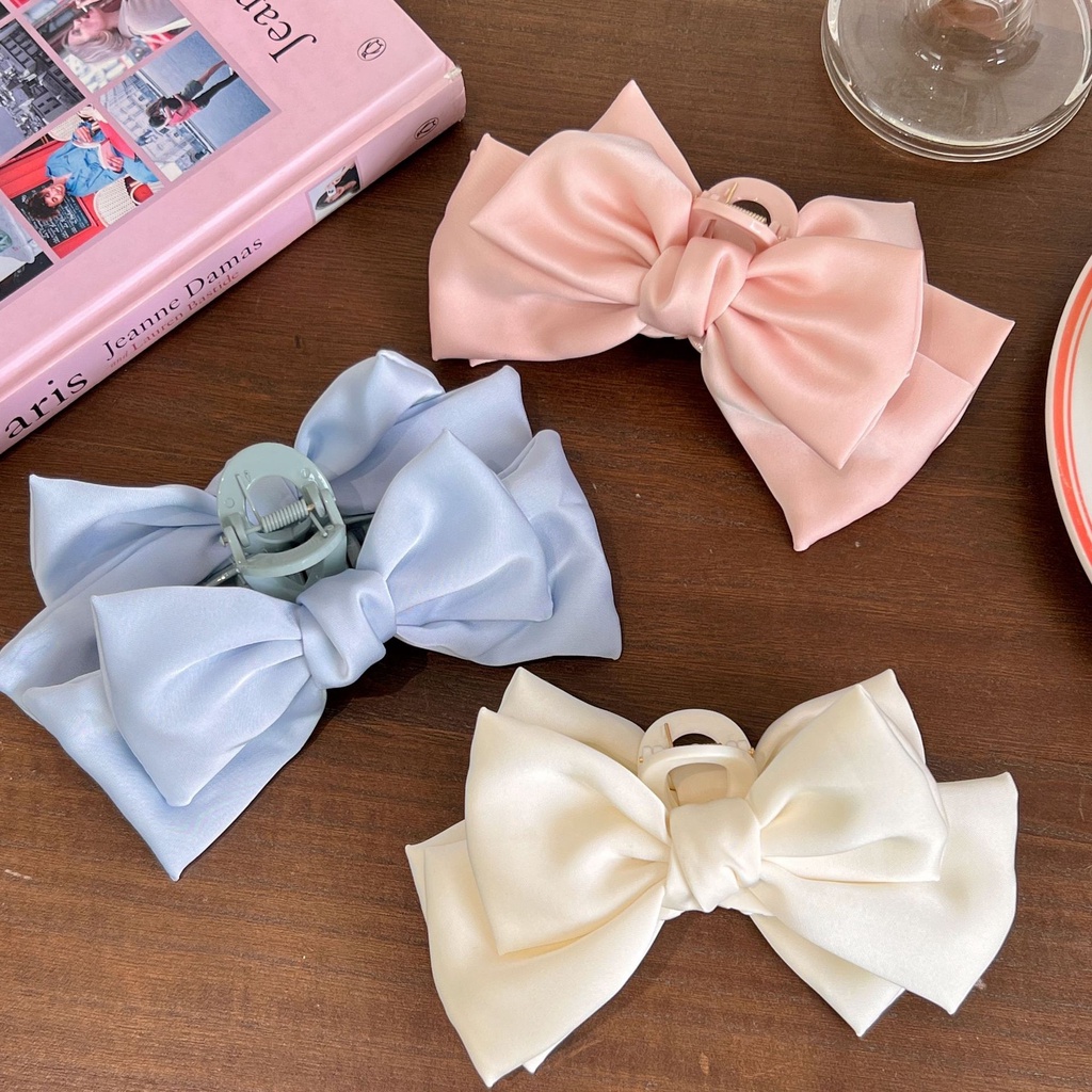 JEDAI RAMBUT GIRLY PITA DUA SISI WARNA PASTEL JEPIT JEPITAN KOREA BESAR BOW RIBBON HAIRCLIP HAIR CLAW CLIP