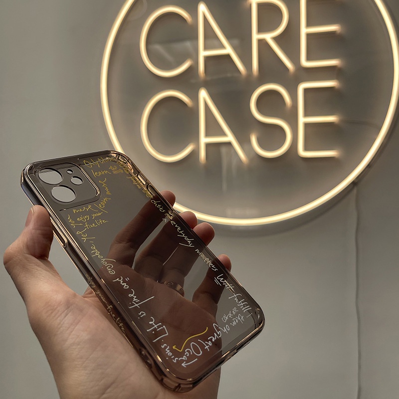 IPHONE Tulisan Tangan Doodle Semi Transparan Hitam Casing Ponsel Lembut Penuh Perlindungan Cover Untuk Iphone7 8 PLUS X XR XS 11 12 13 14 MINI PRO MAX SE 2020