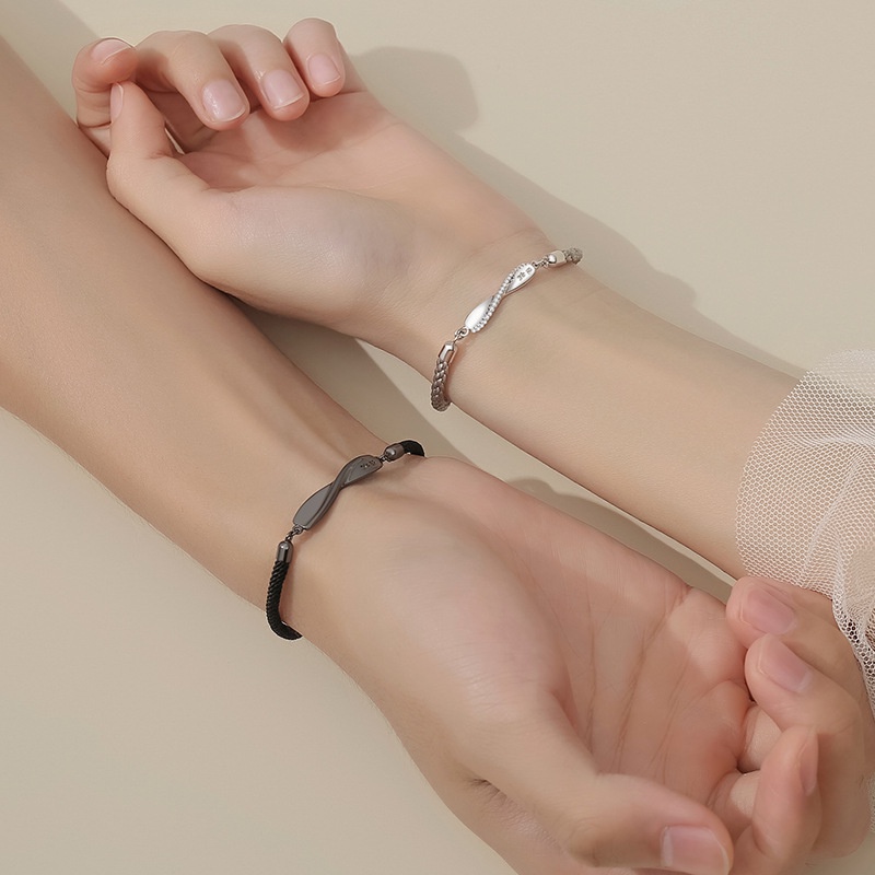 Jin Hongyu Mobius Cincin Pasangan Gelang Sterling Silver Pria Wanita Sepasang Niche Braided Bracelet Versi Korea Mengenang Hadiah