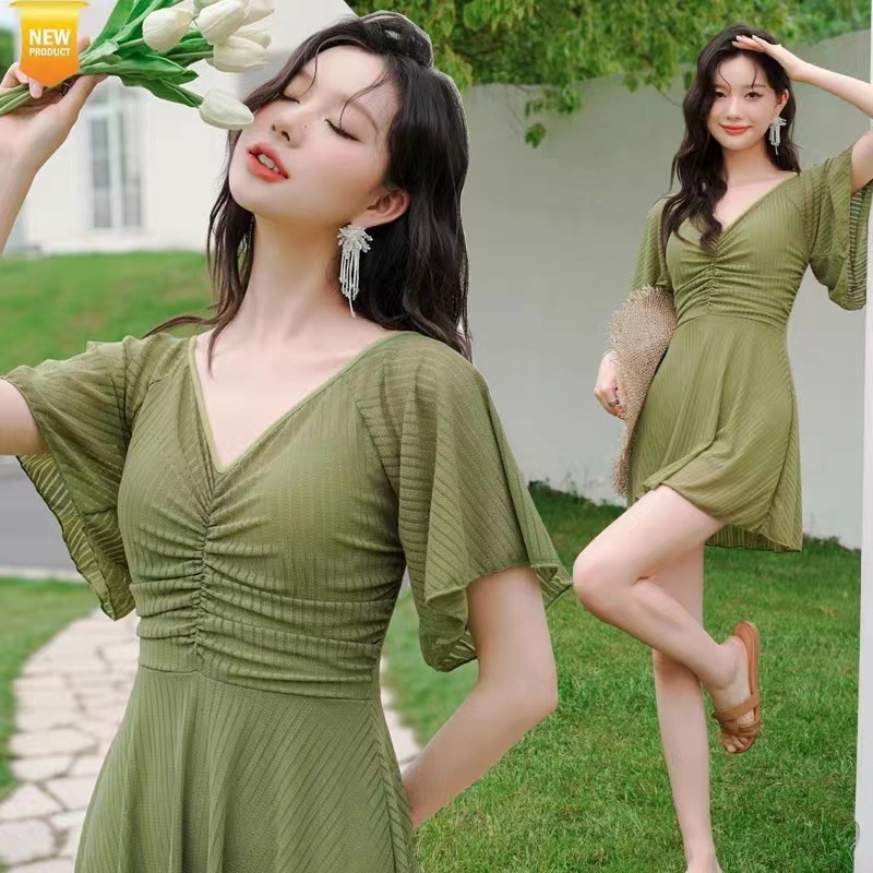 Swimsuit women's summer one-piece conservative beach dress swimwear