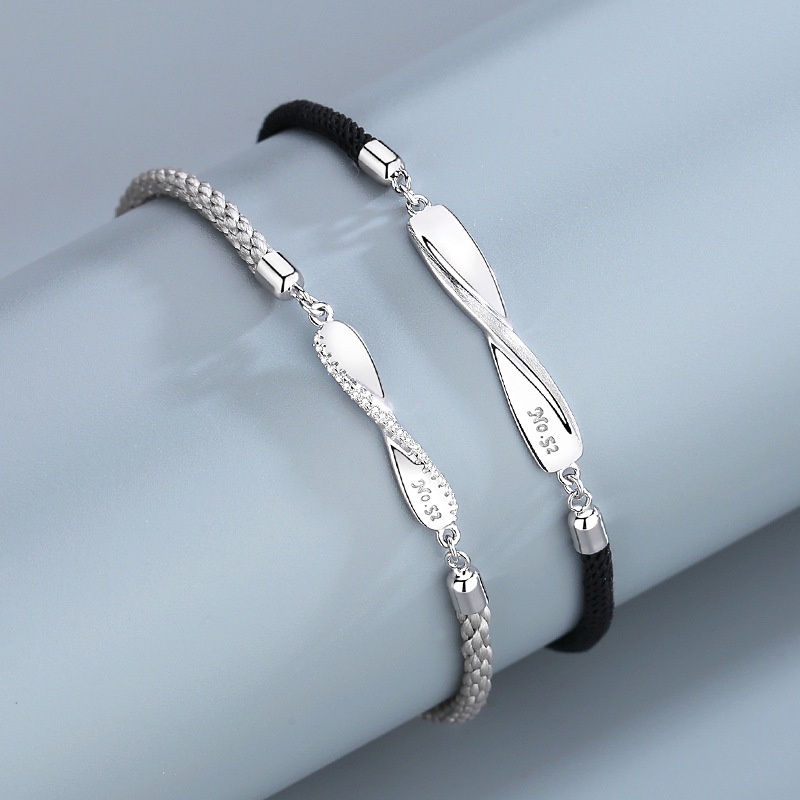 Jin Hongyu Mobius Cincin Pasangan Gelang Sterling Silver Pria Wanita Sepasang Niche Braided Bracelet Versi Korea Mengenang Hadiah