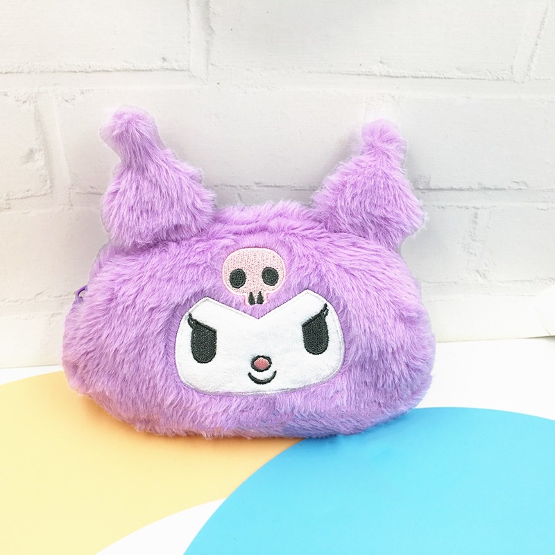 SANRIO POUCH DOMPET KOSMETIK SERBAGUNA TEMPAT PENSIL ANAK DEWASA / PENCIL CASE COSMETIC POUCH SANRIO CINNAMOROLL KUROMI MELLODY BULU POM2
