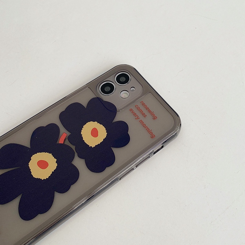 IPHONE Bunga Besar Transparan Hitam Hijau Musim Panas Lembut TPU Phone Case Glossy Cover Untuk Iphone7 8 PLUS X XR XS 11 12 13 14 MINI PRO MAX SE 2020