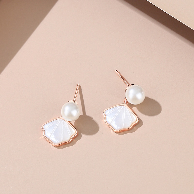 Anting Kerang Perempuan925 Sterling Perak Rok Kecil Anting Fritillary Anting Chanel Prancis