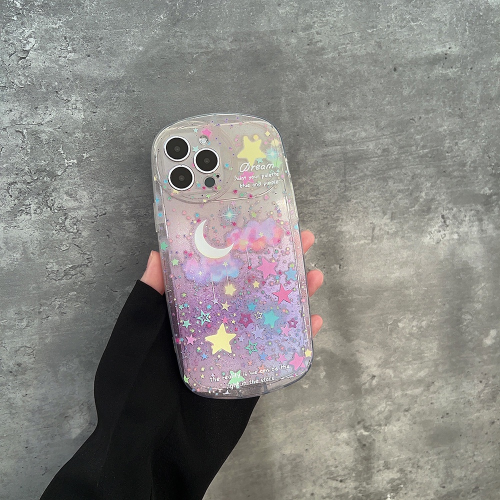 IPHONE Gadis Bermimpi Langit Berbintang Casing Ponsel Lembut Shockproof Pelindung Cover Untuk Iphone11 12 13 14 PLUS PRO MAX