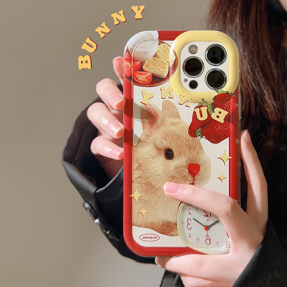 IPHONE Vintage Cute Bunny Kelinci Shockproof Full Protection Phone Case Cover Untuk Iphone11 12 13 14 PLUS PRO MAX